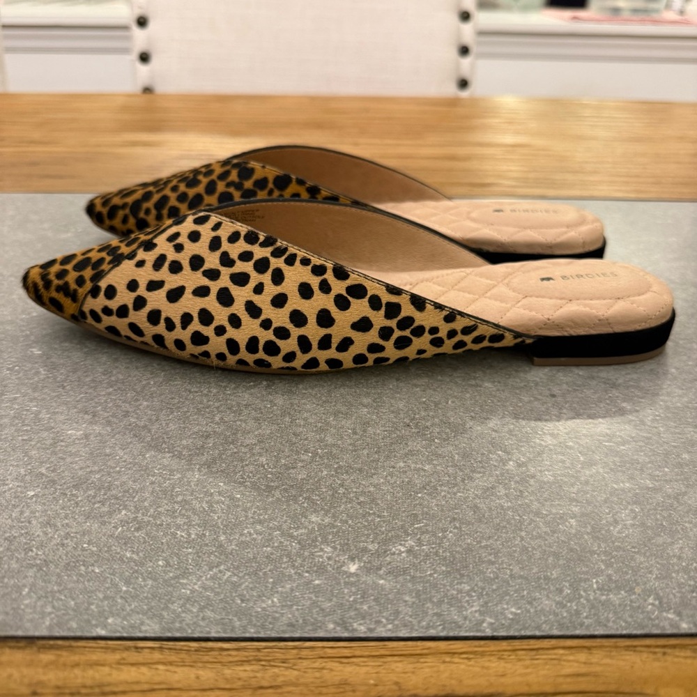 Birdies The Swan Mini Cheetah Calf Hair Pointed Toe Mules Size 9.5 NIB - Picture 2 of 13